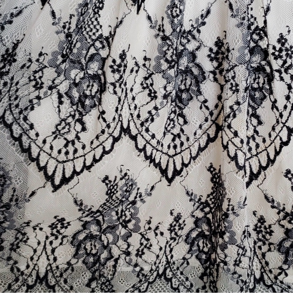NWT Alice + Olivia Lace Clara Flare Dress Black and Ivory - Picture 4 of 16